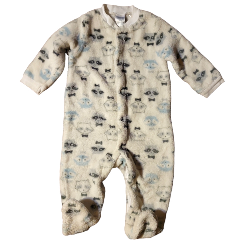 Baby Infant Footie Raccoon Plush Soft Travel Sleep Pajamas Bath Time